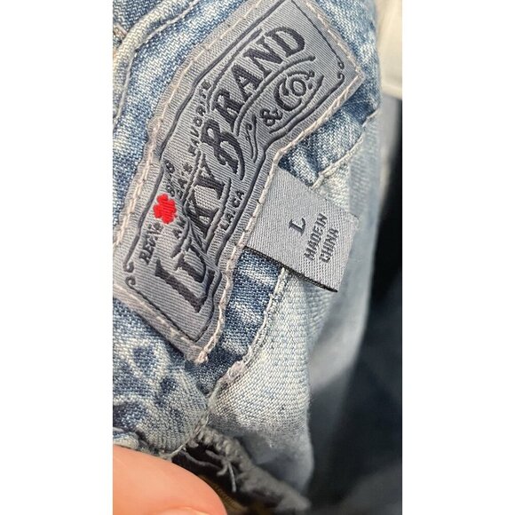 Vintage Y2K Lucky Brand Denim Culotte Jumpsuit Overalls Sz Large - Picture 9 of 10